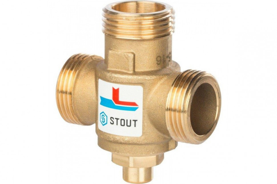 Клапан термостатический смесительный G 1”1/2M-G 1”1/2F-G 1”M, 60°С STOUT