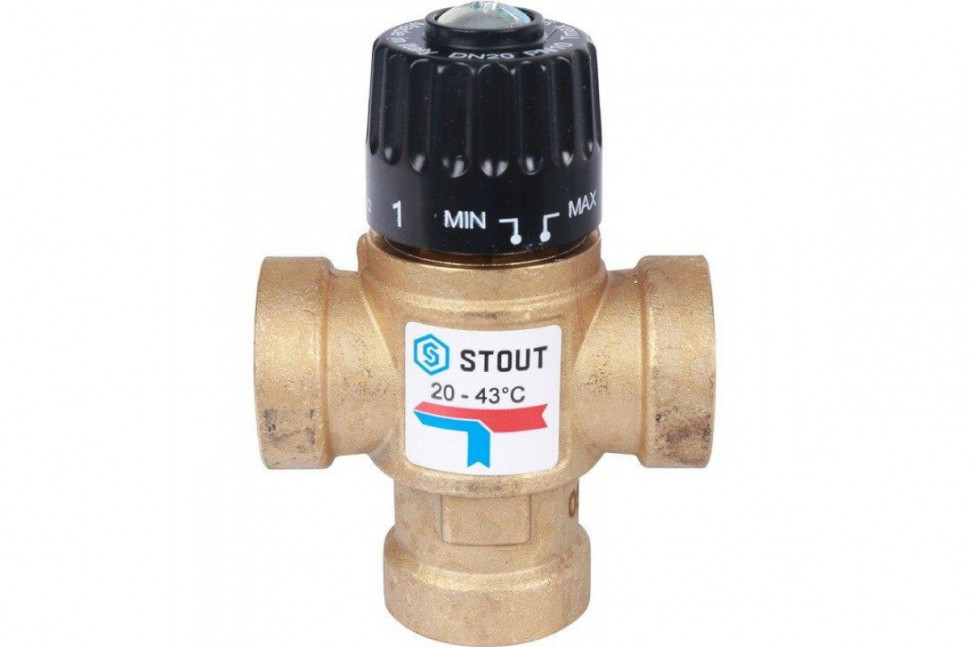 Клапан термостатический смесительный ВР 3/4", 20-43°С, KV 1.6 м3/ч STOUT