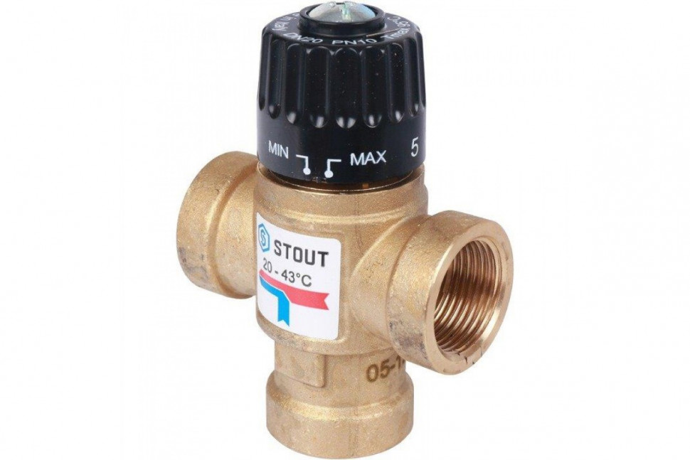 Клапан термостатический смесительный ВР 3/4", 20-43°С, KV 1.6 м3/ч STOUT