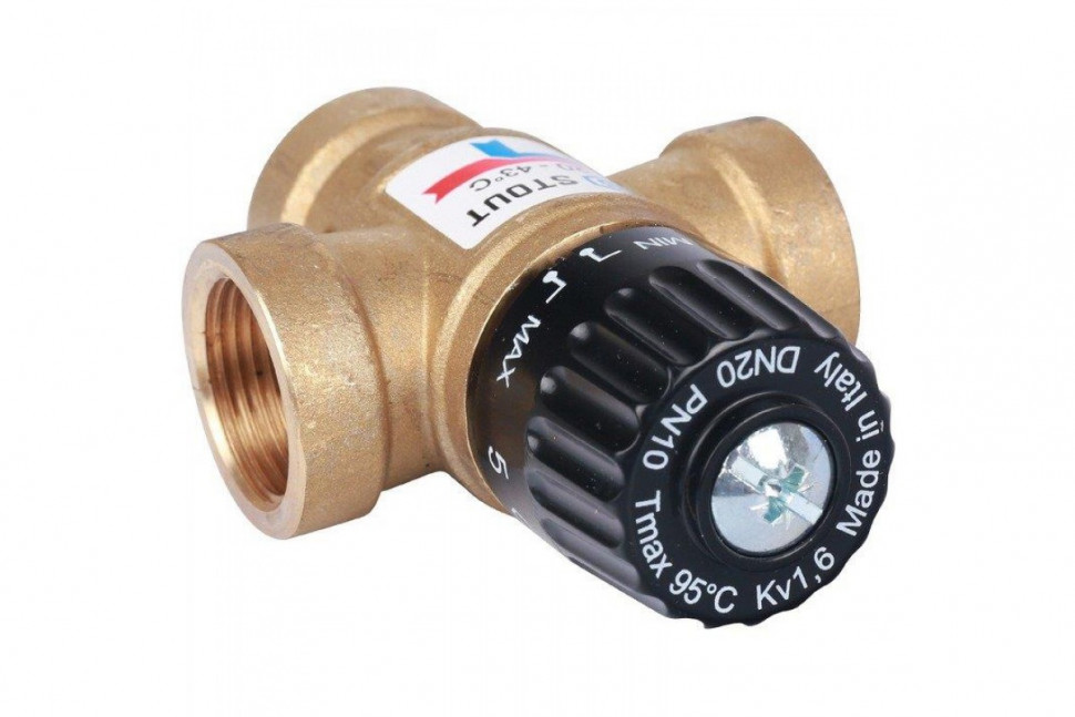 Клапан термостатический смесительный ВР 3/4", 20-43°С, KV 1.6 м3/ч STOUT