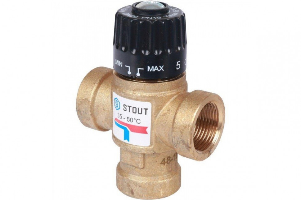 Клапан термостатический смесительный ВР 3/4", 35-60°С, KV 1.6 м3/ч STOUT