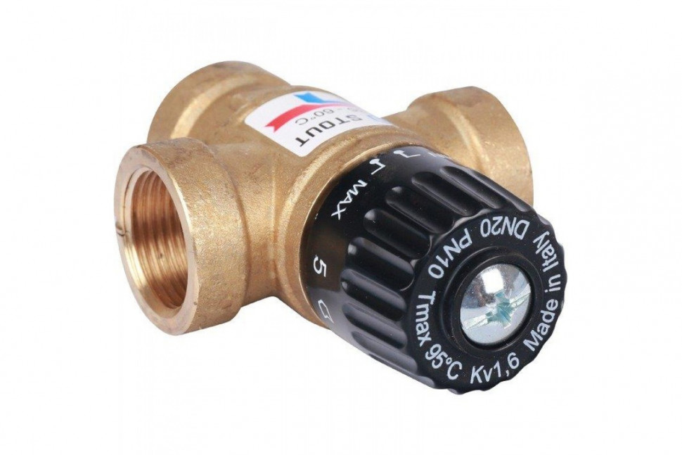 Клапан термостатический смесительный ВР 3/4", 35-60°С, KV 1.6 м3/ч STOUT