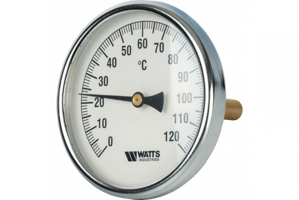 Термометр биметаллический 100 мм 1/2", 120°C с погружной гильзой 100 мм Watts F+R801 OR