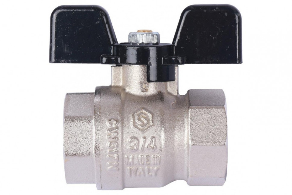 Кран шаровой стандартнопроходной ВР/ВР 3/4", ручка бабочка STOUT
