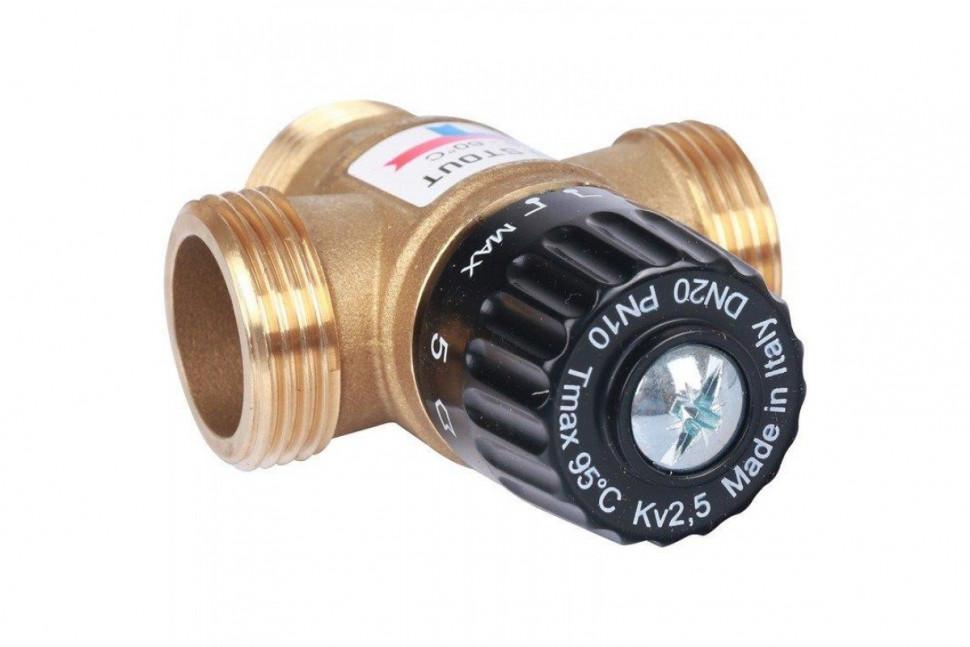 Клапан термостатический смесительный НР 1", 35-60°С, KV 2.5 м3/ч STOUT