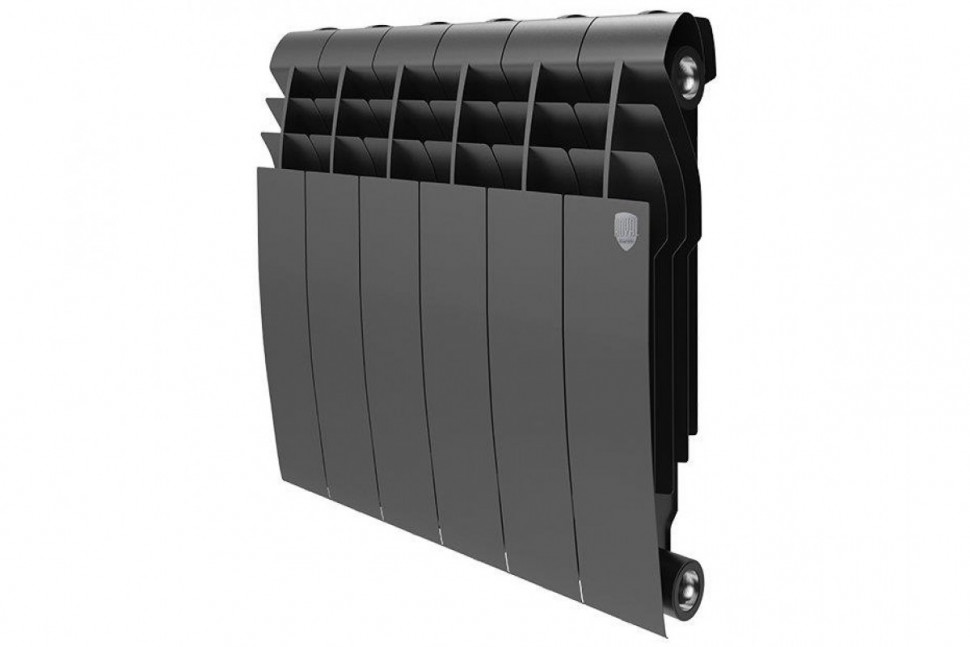 Радиатор биметаллический секционный Royal Thermo Biliner Noir Sable 350 6 секций, боковое подключение