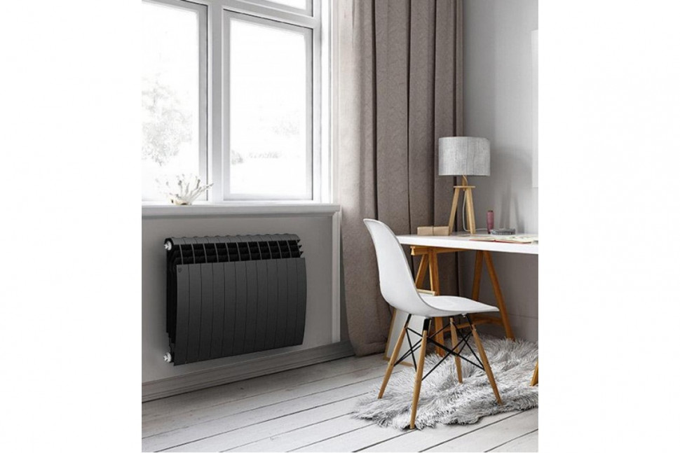 Радиатор биметаллический секционный Royal Thermo Biliner Noir Sable 350 6 секций, боковое подключение