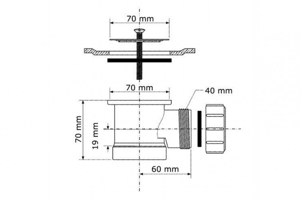 Сифон для раковины с короткий выпуском McAlpine MRBT70-40