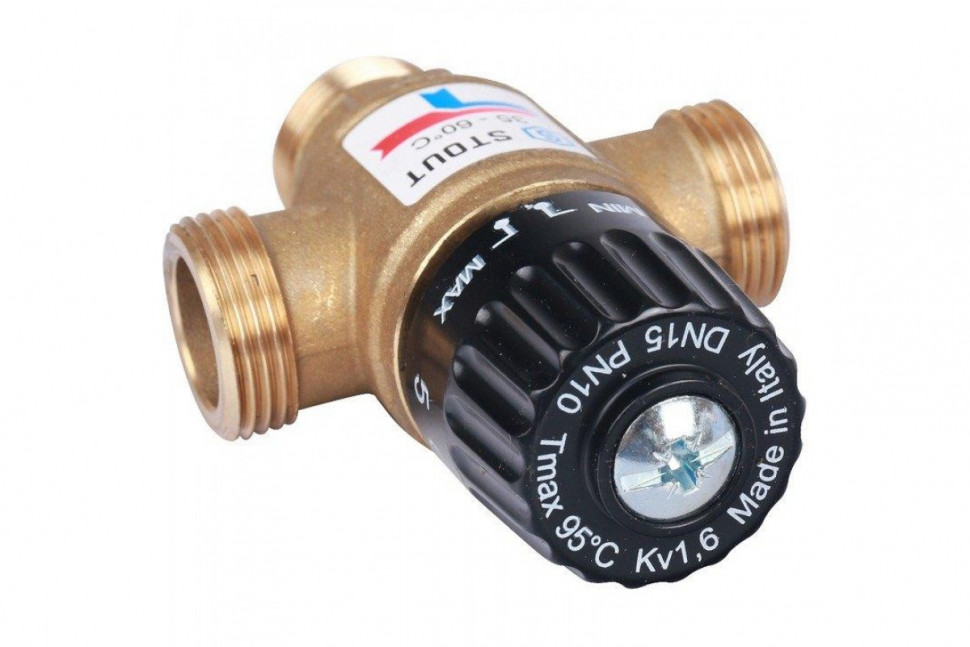 Клапан термостатический смесительный НР 3/4", 35-60°С, KV 1.6 м3/ч STOUT