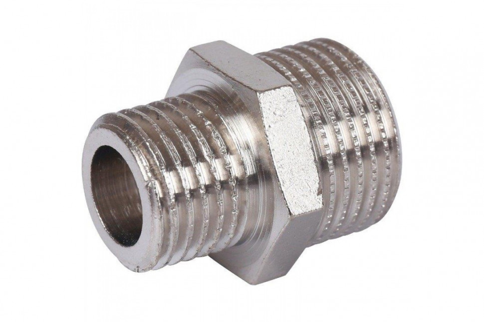 Ниппель НН переxодной 3/8x1/4, никелированный STOUT