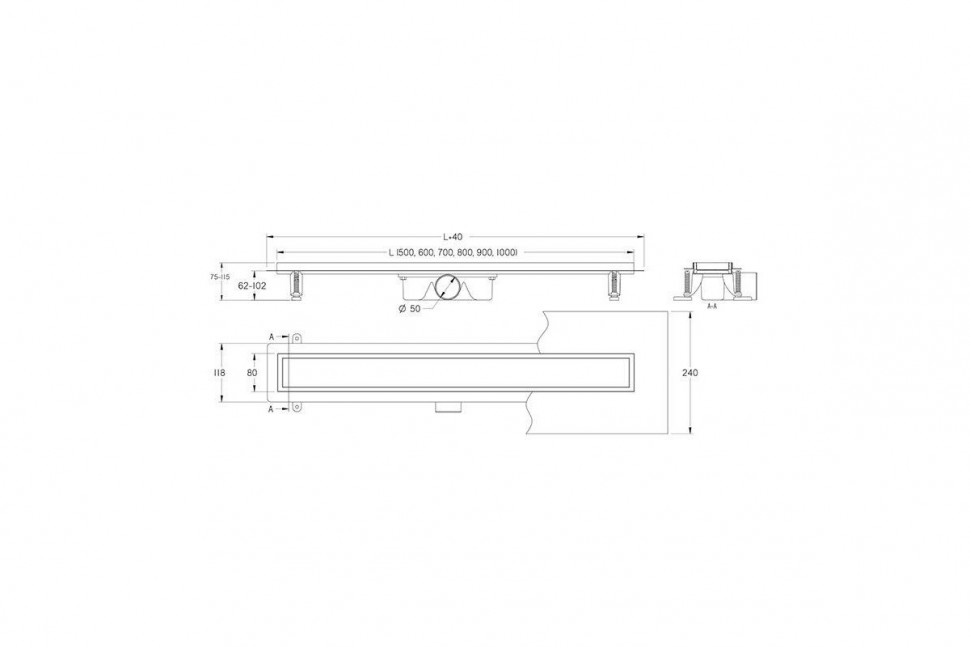 Душевой лоток Daveti Premium QUADRO METAL 70 см