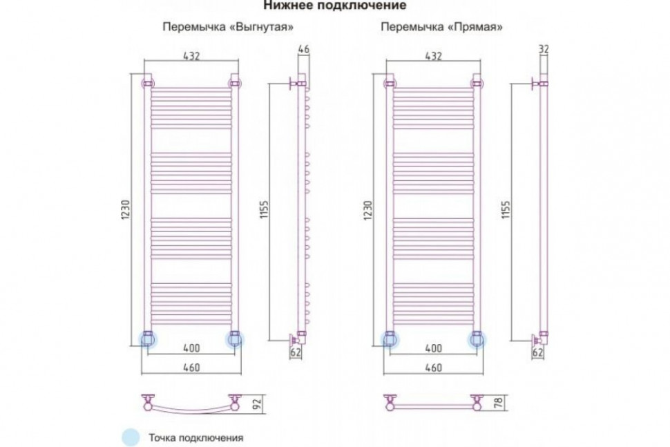 Полотенцесушитель водяной БОГЕМА+ прямая 1200х400 Сунержа