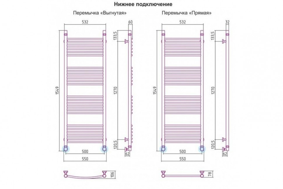 Полотенцесушитель водяной БОГЕМА+ прямая 1500х500 Сунержа