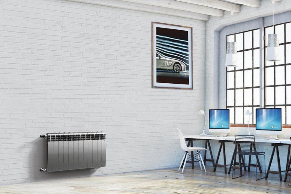 Радиатор биметаллический секционный Royal Thermo Biliner Silver Satin 350 8 секций, боковое подключение