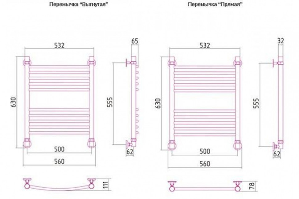 Полотенцесушитель водяной БОГЕМА+ прямая 800х500 Сунержа