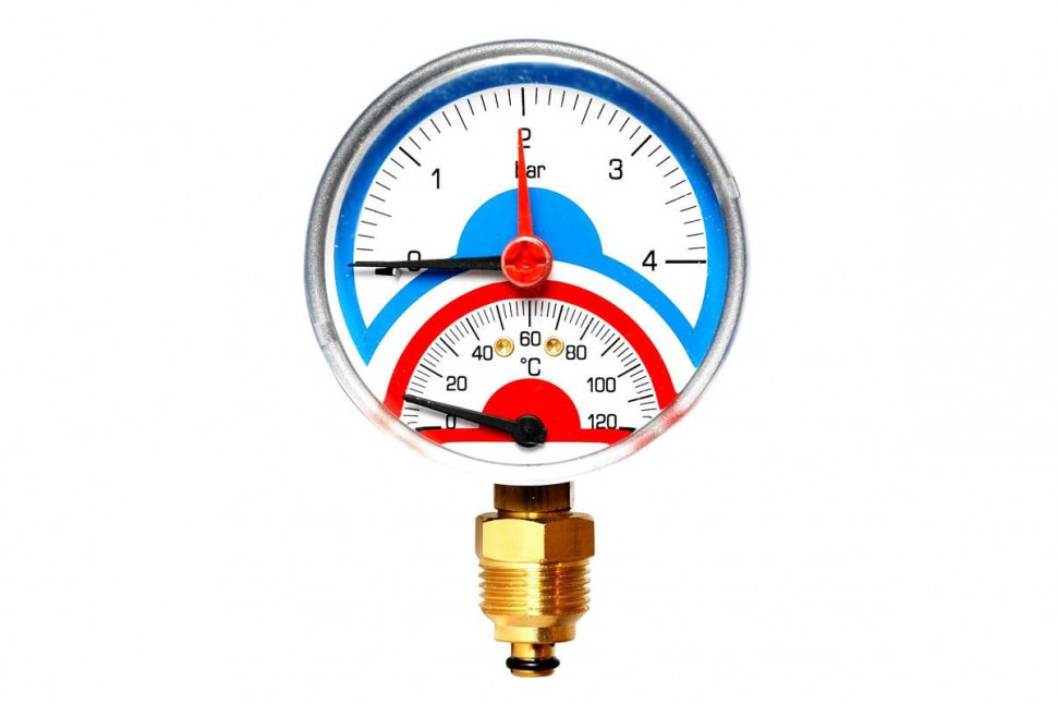 Термоманометр радиальный 80 мм 1/2", 4 бар, 120°C Watts FR 828