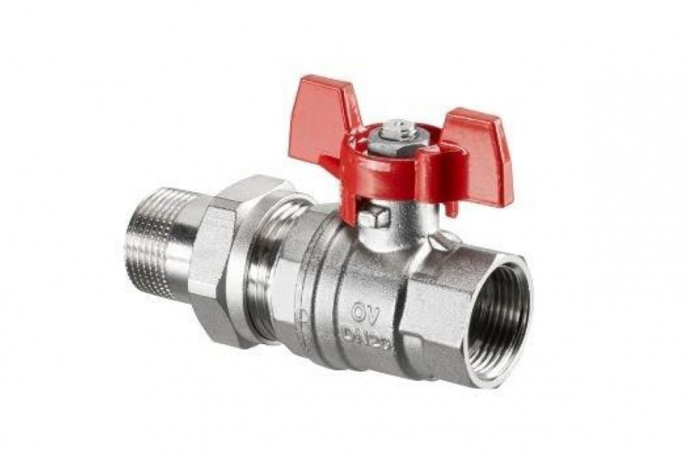 Кран шаровый 1" НГ с американкой маховик из алюминия Optibal Oventrop