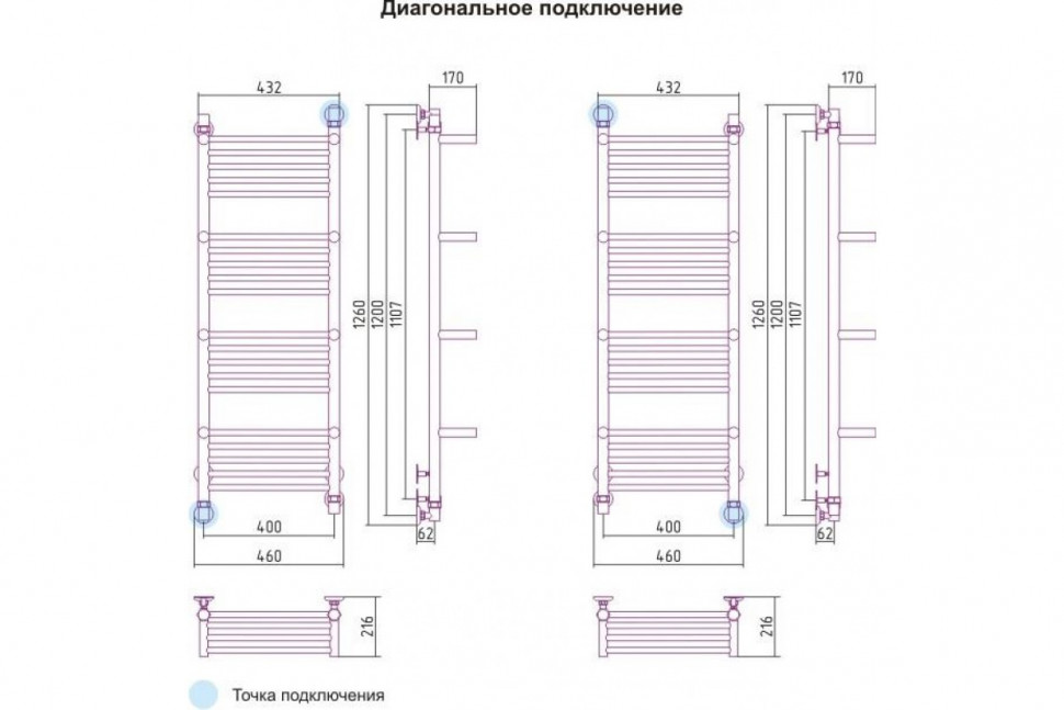 Полотенцесушитель водяной БОГЕМА+ с полкой 1200х400 Сунержа
