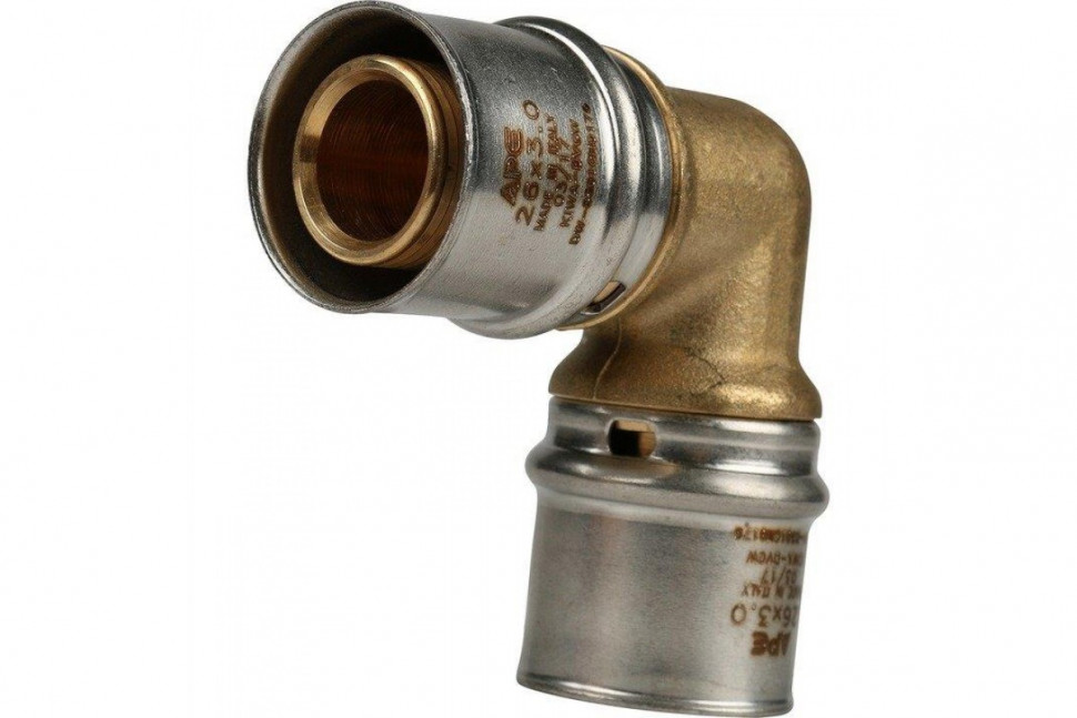 Угольник 90° 26х26 для металлопластиковых труб, прессовой STOUT