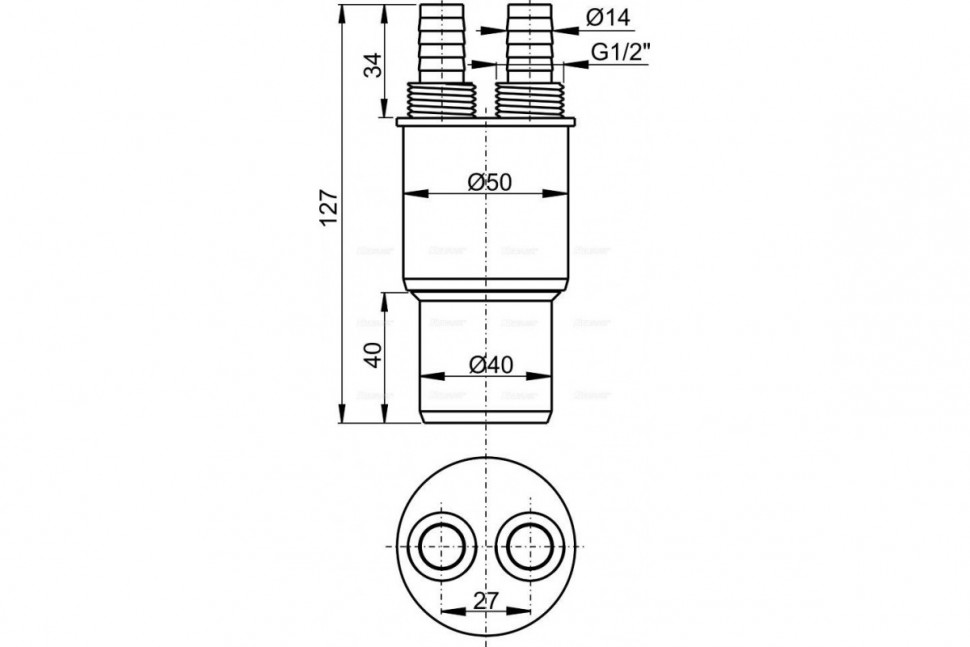Муфта переходная HT 40/50 x G 1/2" Alcaplast AKS6