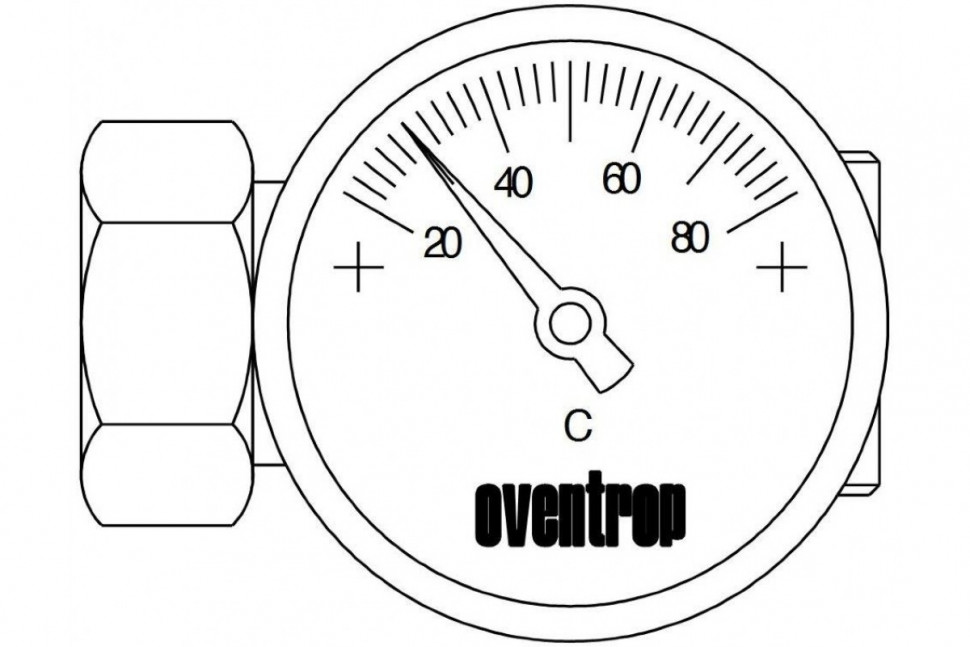 Монтажное шасси термометра Ду 20, 1", PN 10 с термометром (20-80°C) Oventrop