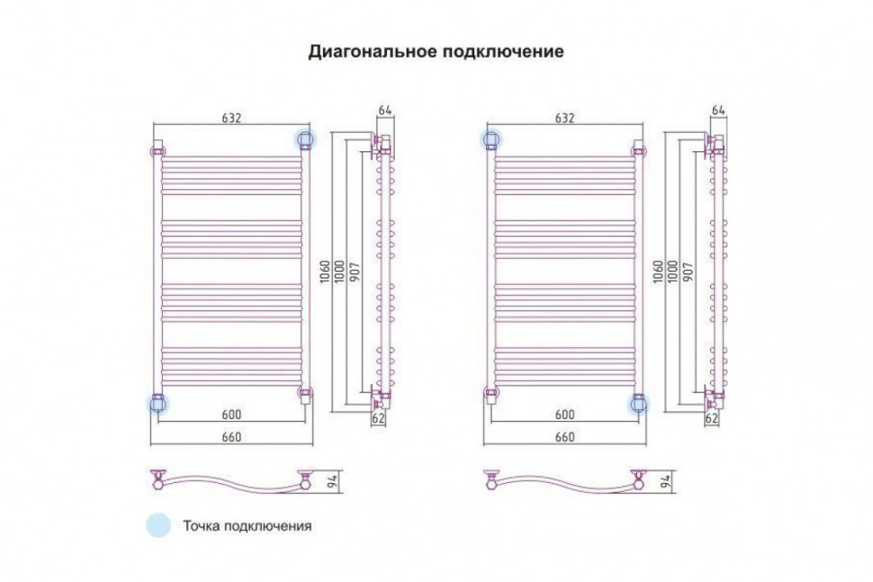 Полотенцесушитель водяной Галант+ 1000x400 Сунержа