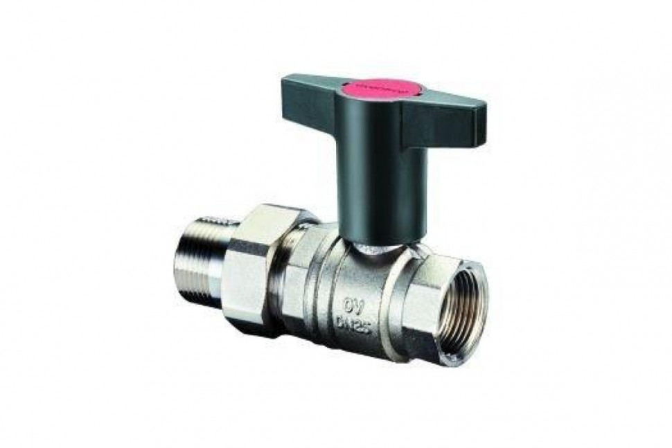 Кран шаровый Optibal 1/2" НГ с американкой маховик пластмассовый Oventrop