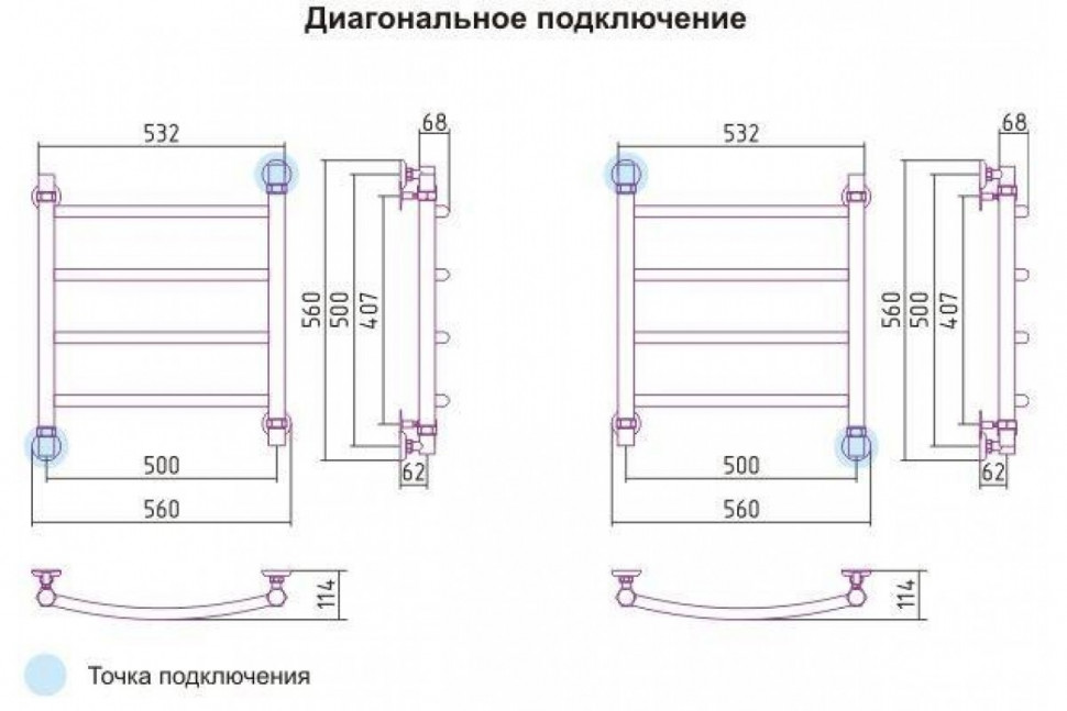 Полотенцесушитель водяной Галант+ 500x500 Сунержа