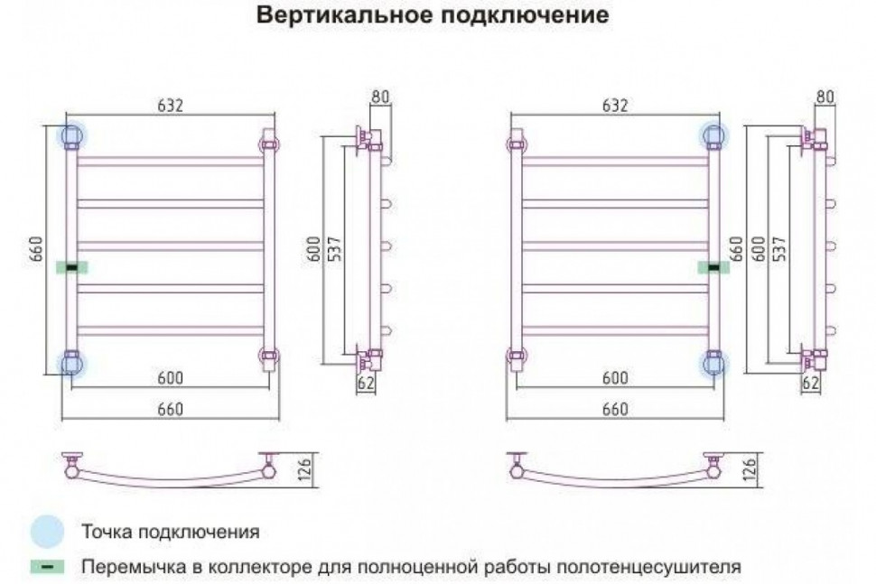 Полотенцесушитель водяной Галант+ 600x600 Сунержа