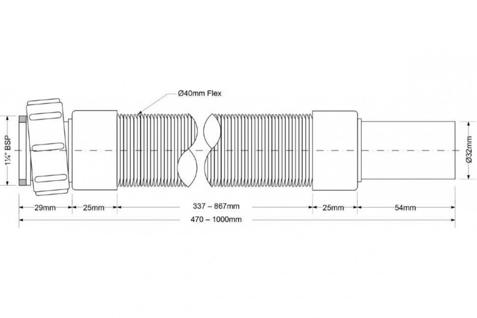 Гофра для раковины 32 400-1000 мм McAlpine MRMF1