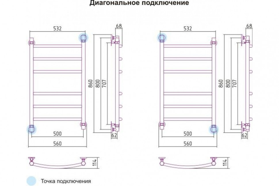 Полотенцесушитель водяной Галант+ 800x500 Сунержа