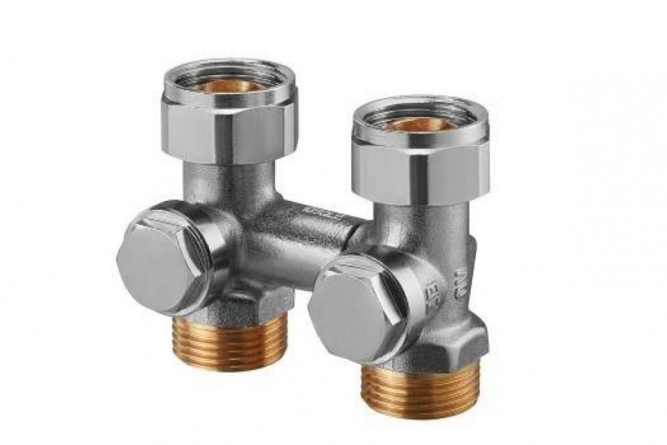 Узел нижнего подключения радиатора 3/4" НГ x 3/4" НР, никелированный Multiflex F ZB Oventrop