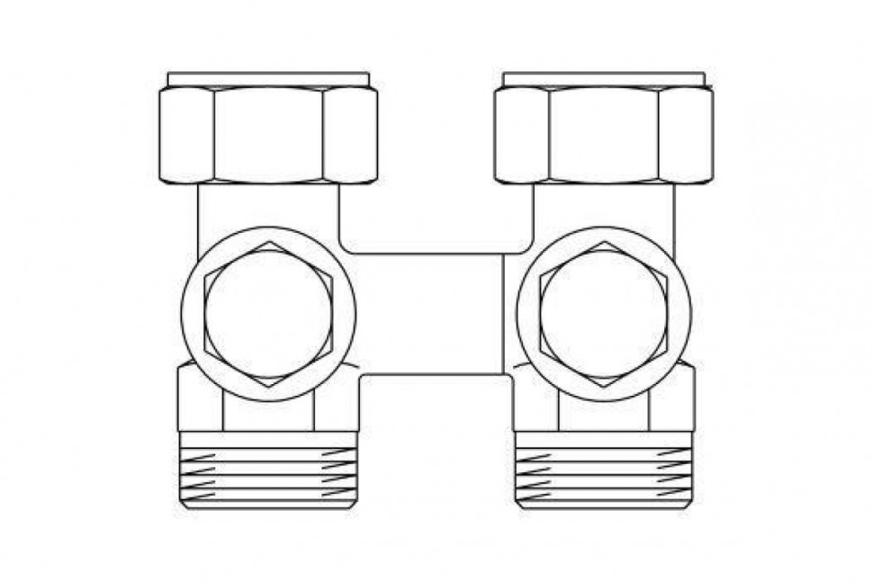 Узел нижнего подключения радиатора 3/4" НГ x 3/4" НР, никелированный Multiflex F ZB Oventrop