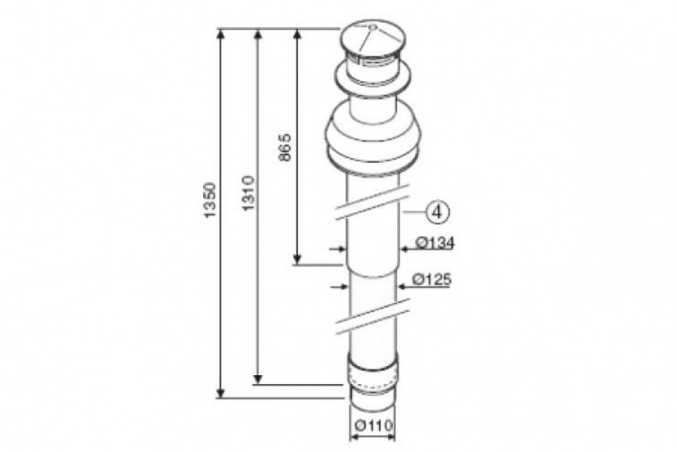 Труба коаксиальная вертикальная DN 80/110 1350 мм BOSCH AZ 404