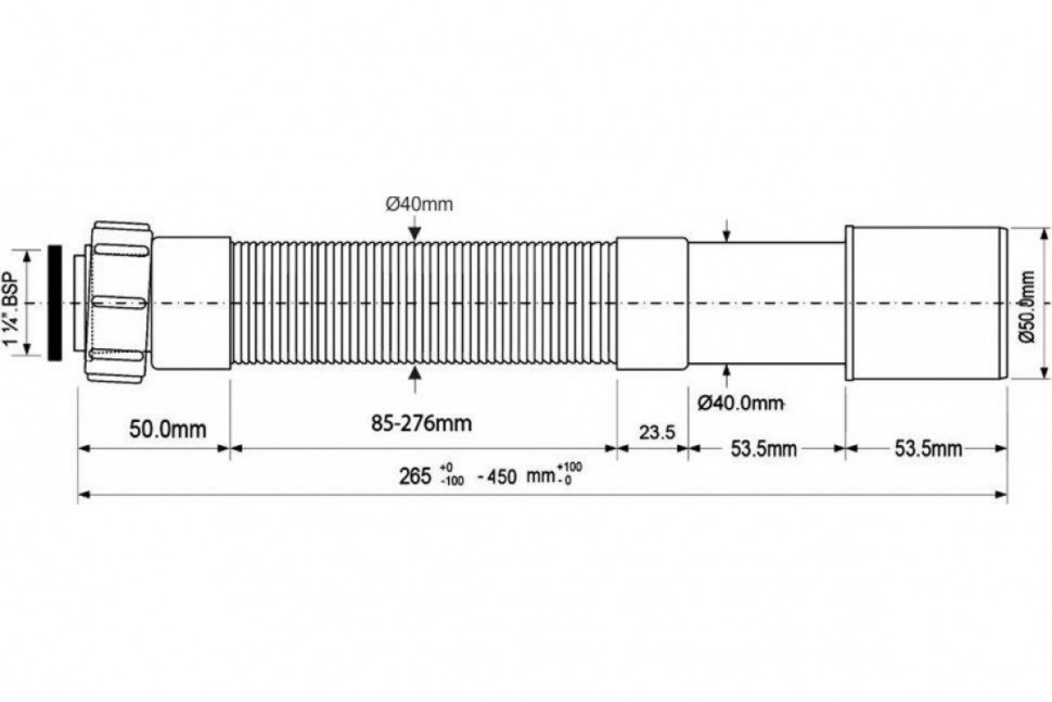 Гофра для раковины 40/50 250-450 мм McALPINE MRMF5-045