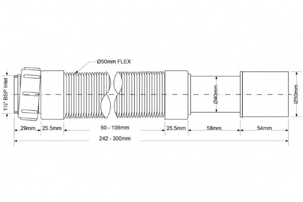 Гофра для раковины 40/50 300 мм McALPINE MRMF2-03