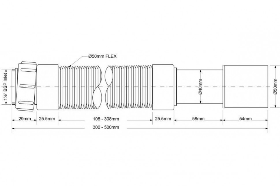 Гофра для раковины 40/50 500 мм McALPINE MRMF2-05