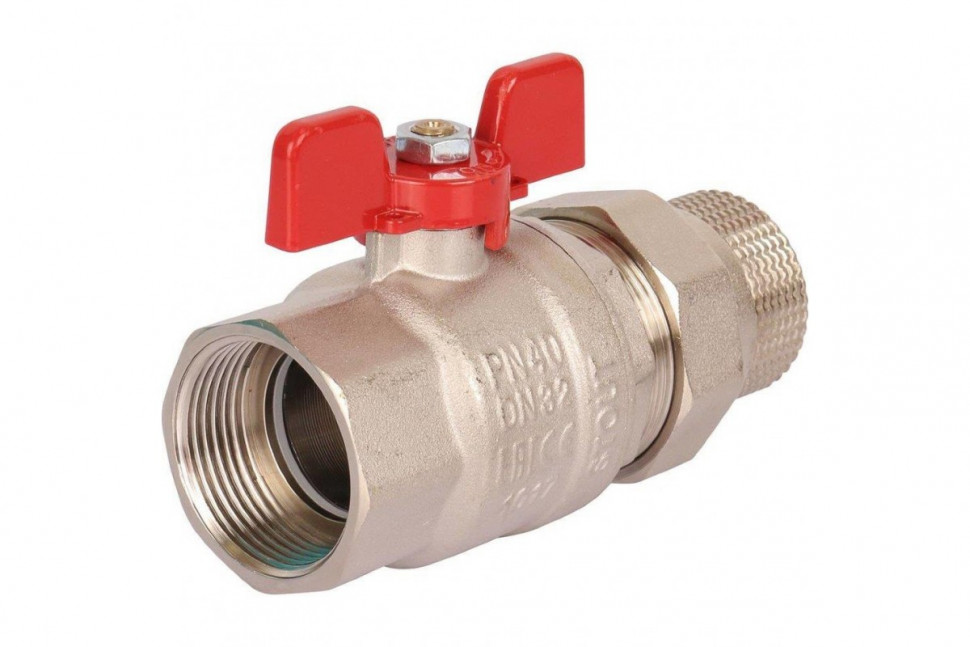 Кран шаровой полнопроходной ВР/НР 1 1/4" американка, ручка бабочка EPDM STOUT