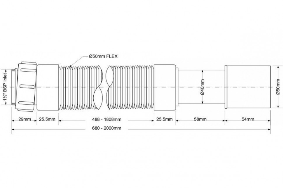 Гофра для раковины 40/50 750-2000 мм McAlpine MRMF2-20