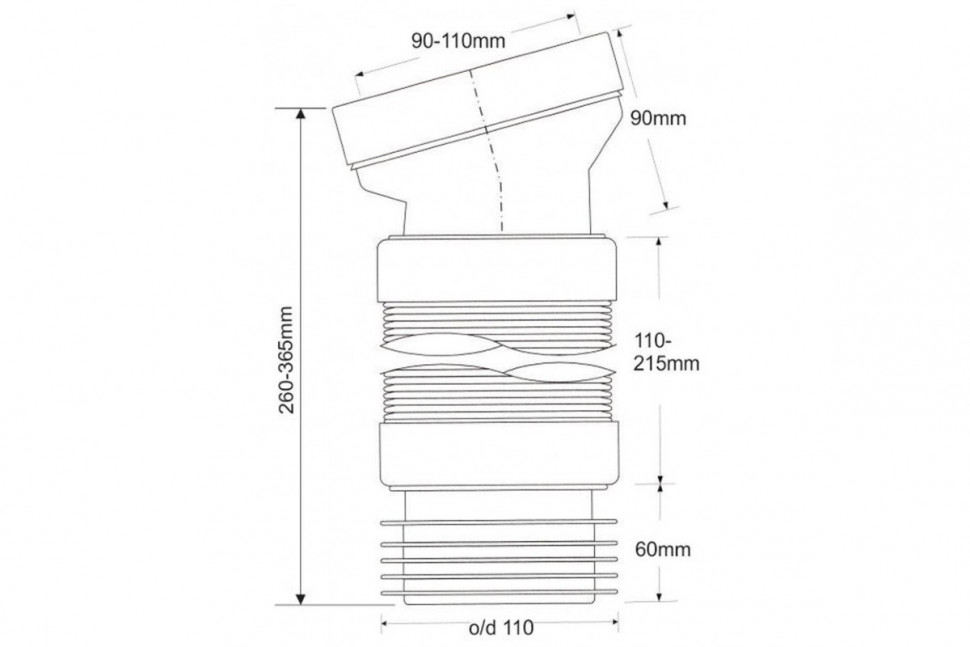 Гофра для унитаза 90/110 под углом 14° McALPINE WC-F10R