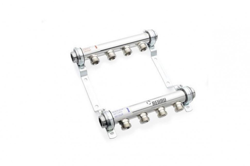 Коллекторная группа из нержавеющей стали HLV 1"x3/4"ЕК на 2 выхода REHAU