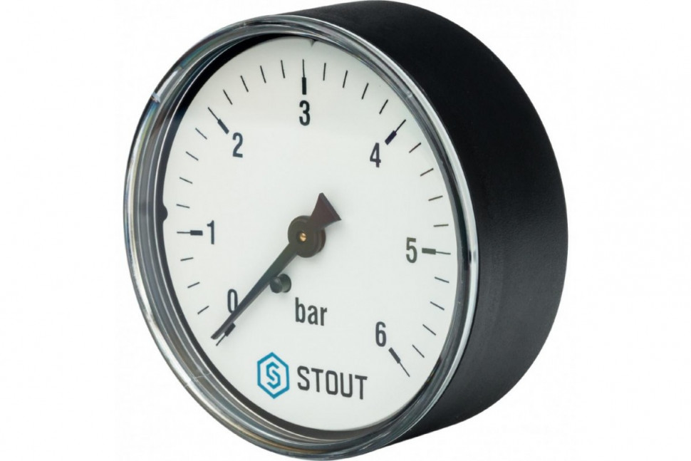 Манометр аксиальный 63 мм 1/4", 0-6 бар STOUT