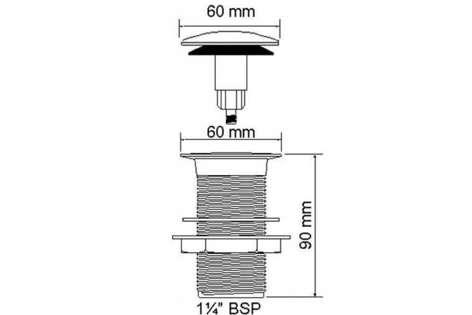 Клапан донный для раковины без перелива, бронза McAlpine CWU60-AB