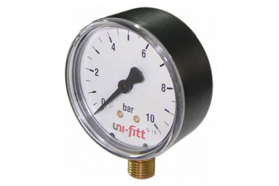 Манометр радиальный 50 мм 1/4", 0-10 бар UNI-FITT
