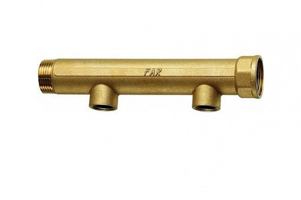 Коллектор распределительный 1 1/2" НР-ВР с 2 отводами 1" ВР FAR