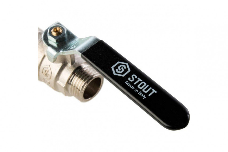 Кран шаровой полнопроходной НР/НР 1/2", ручка рычаг STOUT