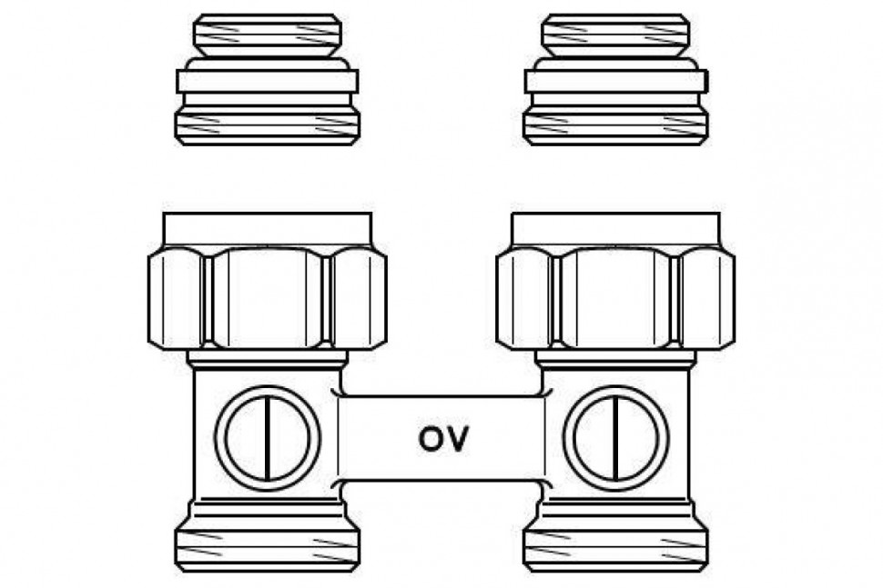 Узел нижнего подключения радиатора 1/2" НР x 3/4" НР, прямой, никелированный Multiflex F ZB Oventrop