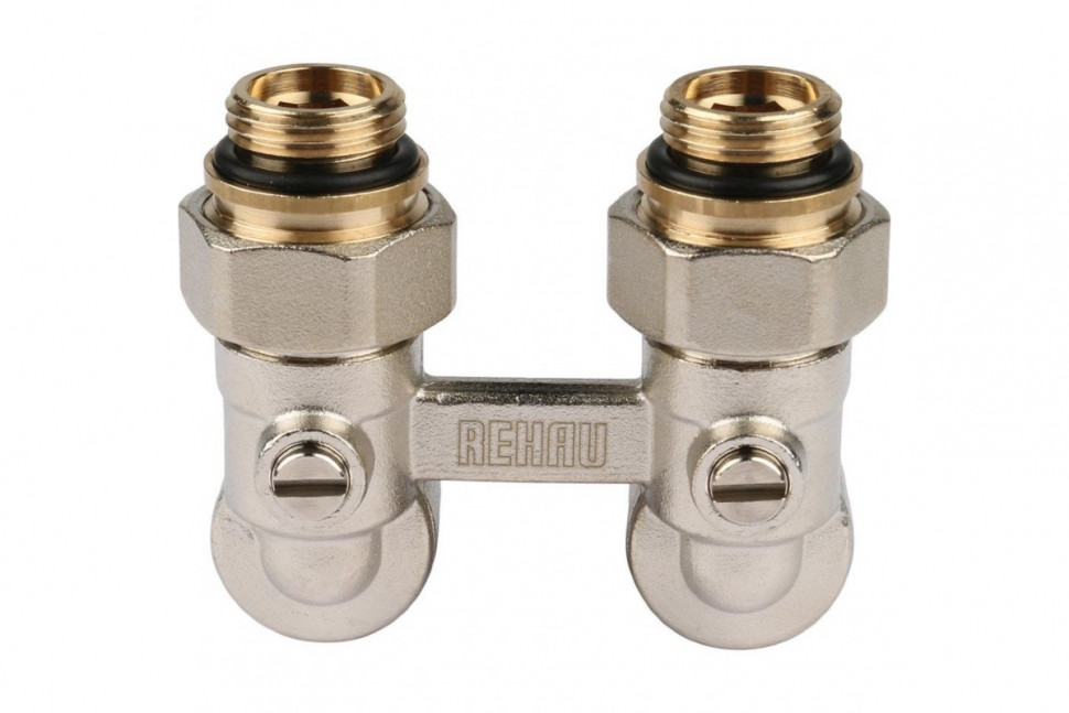 Узел нижнего подключения радиатора 1/2" НР x 3/4" НР, угловой REHAU