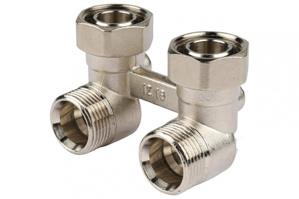 Узел нижнего подключения радиатора 1/2" НР x 3/4" НР, угловой REHAU