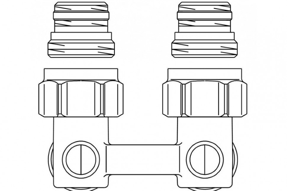 Узел нижнего подключения радиатора 1/2" НР x 3/4" НР, угловой, никелированный Multiflex F ZB Oventrop
